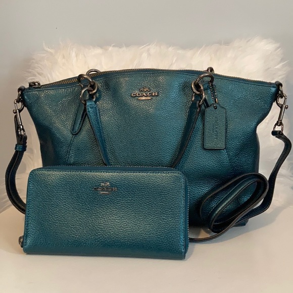Coach Handbags - Coach Kelsey Satchel/Matching Wallet Teal